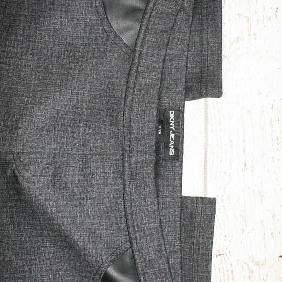 DKNY Heather Grey Leggings with faux leather - Picture 6 of 7